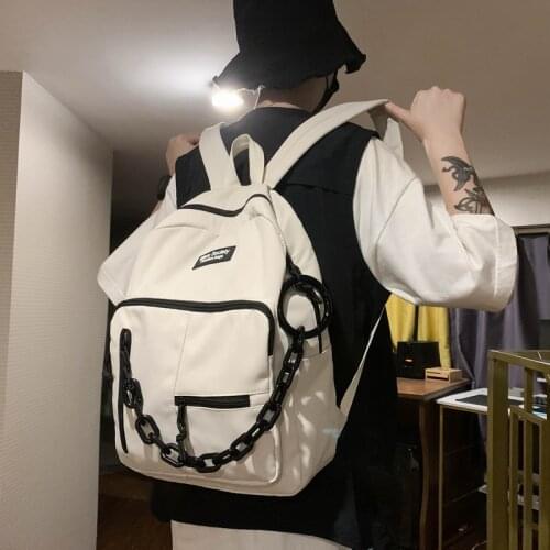 New Solid Color Hip-Hop Women Backpack Female Nylon Large Capacity Travel Bag College Students Schoolbag for Teenage Girls Boys