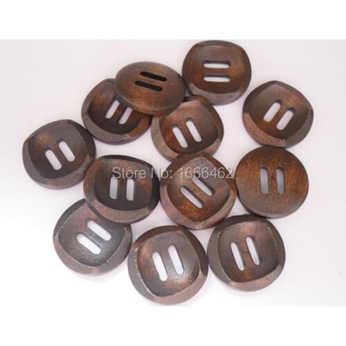 Wholesale 50PCs Coffee 2 Holes Round Wood Sewing Buttons 25mm Dia