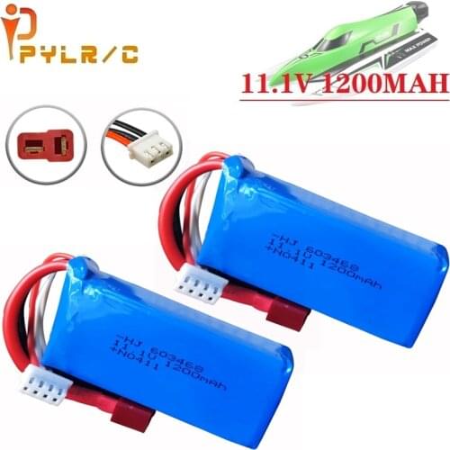 Original 11.1V 1200MAH 603468 lithium battery with T plugfor WLtoys WL915 High Speed Vehicle F1 Racing Boat Parts RC Battery