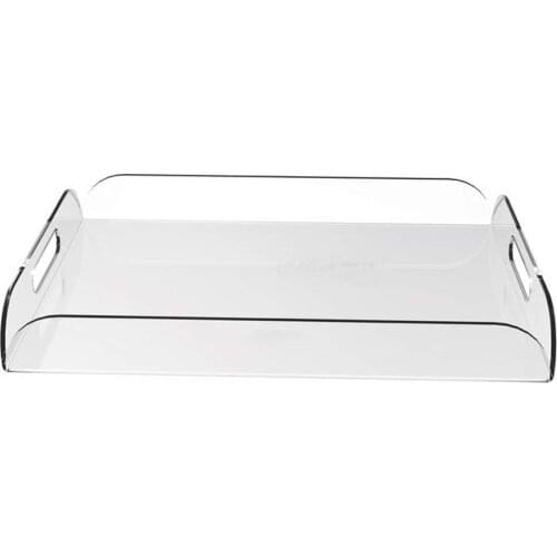 Rectangle Clear Acrylic Serving Trays with Handle for beverage,fruit,cake,toys YAT-001