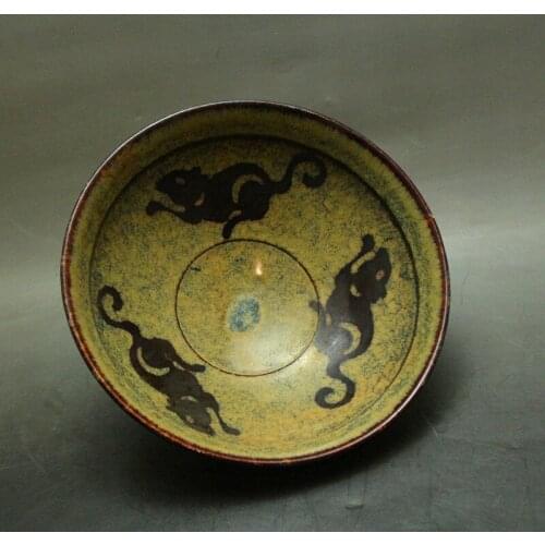 Rare Song Dynasty(961--1275) porcelain bowl, JiZhou Kiln,rat,best collection & adornment, Free shipping