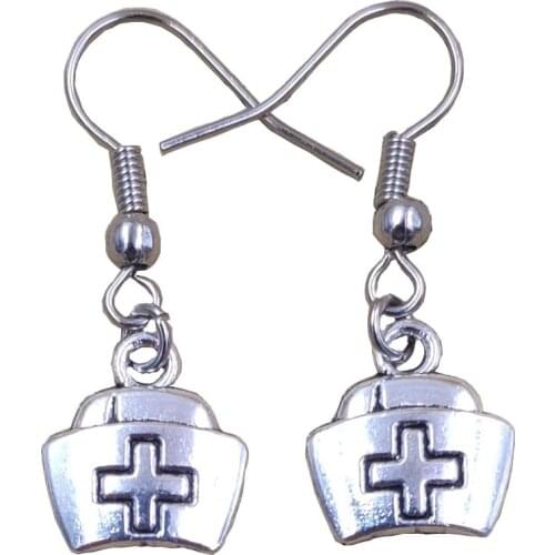 Retro Antique Cozy First Aid Kit Medical Syringe Caduceus Nurses Cap Drop Earrings Women Female Mothers Day Gift AJ031-035