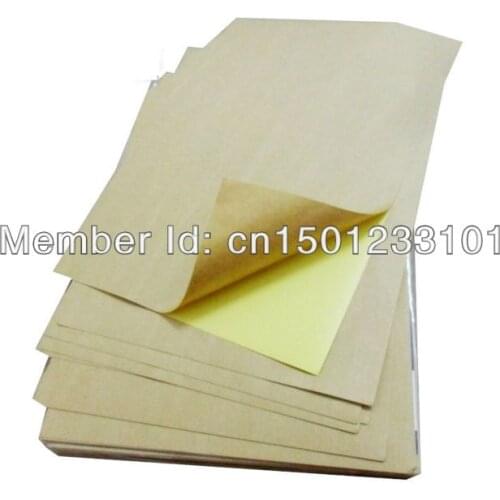 Wholesale 1000 sheets office self-adhesive sticker sheets A4 blank brown kraft paper label for laser printer
