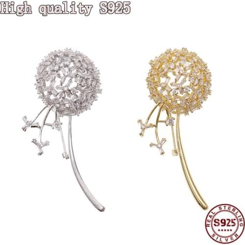 S925 Silver Needle, Fashionable Jewelry, Exquisite Brooch, Dandelion Pearl Plated With Color Protection Gold, Gemale Brooch