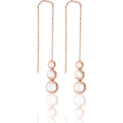 Stylish Earrings Jewelry 925 Sterling Silver For Women Rose Gold Plated With Zircon Drop Earrings