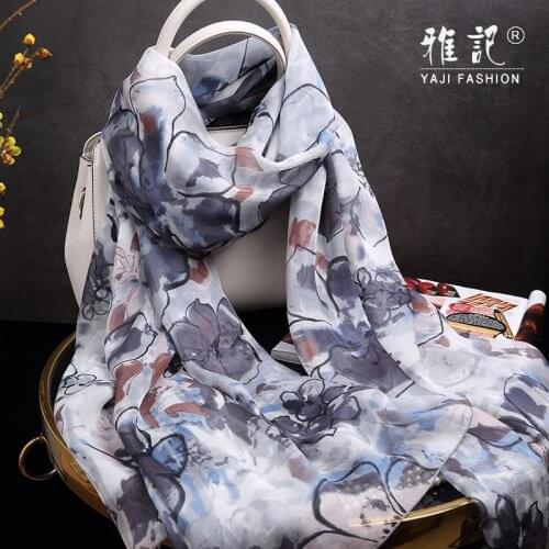 100% Real Silk Scarf Women Natural Silk Satin Scarf Foulard Femme 2020 Hangzhou Silk Shawls Wraps for Ladies Floral Printed