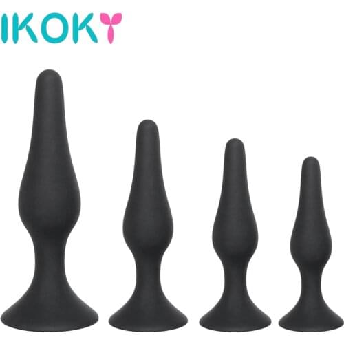 IKOKY Silicone Butt Plug for Beginner Black Anal Plug Adult Products Anal Sex Toys for Men Women Prostate Massager Erotic Toys