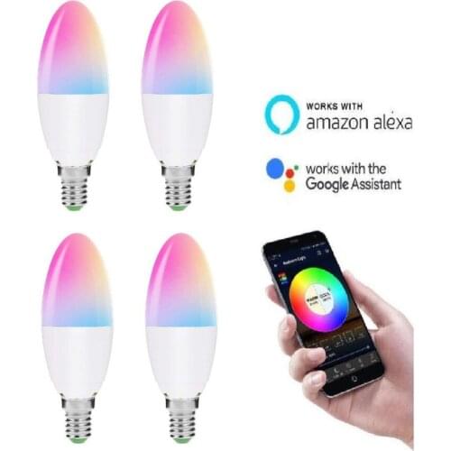 New Wifi Smart home LED light bulb 6W dimmable light E27/E14/E10/B22 Compatible with Alexa Google Home control by smart life APP