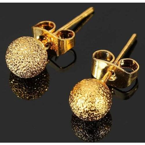Trendy Round Ball Stud Earrings For Women Men Ear Jewelry Gift