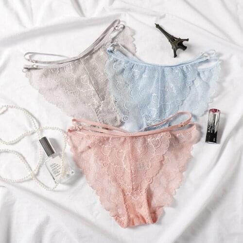 3PCS Hot Lace Transparent Panties New Sexy Women Underwear Lingerie Briefs High Quality Low Waist Womens Underpantes Intimates