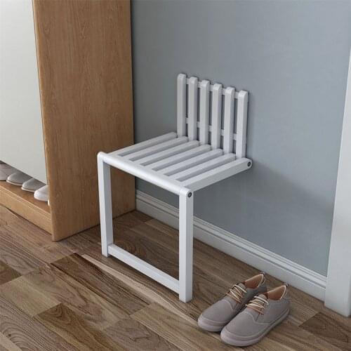 Ultra Thin Invisible Wall Mounted Folding Stool Bathroom Furniture Elderly Pregnant Shower Folding Chair Woodware Porch Seat