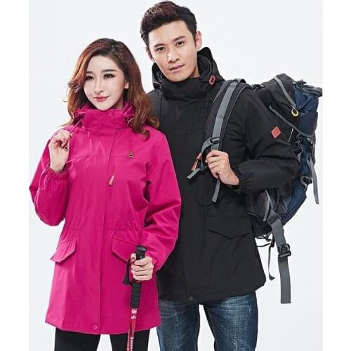 Men Womens Outdoor 3 In 1 Windbreaker Camping Climbing Hiking Hunting Jacket Waterproof Windproof Thermal Fishing Skiing Coat