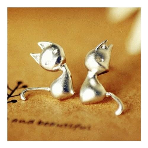 REETI 925 sterling silver Cat Stud Earrings for Women Elegant Wedding Jewelry pendientes mujer moda 2019 Brincos