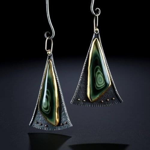 Bohemia Vintage Triangle Thread Resin Stone Earrings 2019 Women Tribal Bloom Pendientes Long Dangle Earrings Jewelry