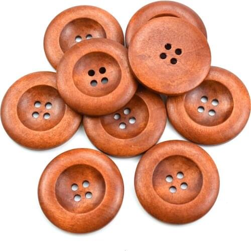 10PCS 4 Holes Wood Button Botones Decorativos Sewing Buttons Craft Sewing Round Button for Diy Scrapbooking Accessories