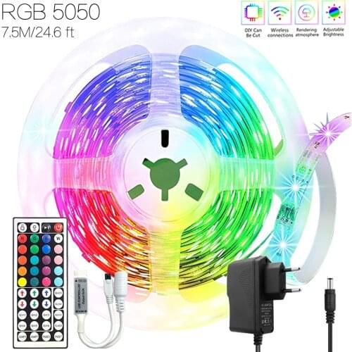 24.6 ft (7.5) Party Festival Ambient Led Lights 12V RGB 5050 Infrared Remote Control Flexible Lamp Tape DIY Mod Decoration luces