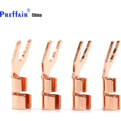 4PCS Pure Solid Copper Spade Plug Speaker Cable Wire Connector HiFi