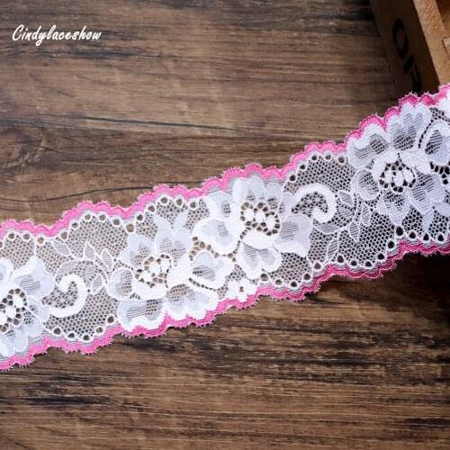 3Yards 55mm Width Double Color Stretch Elastic Lace Ribbon Costume Red Ribbon Lace Trimmings for Sewing Accessories Lingerie DIY