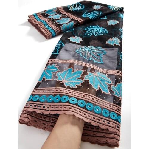 African Lace Fabric 2021 Milk Silk Embroidery Mesh Lace With Rhinestones Fabric Frence Tulle Lace For Wedding 2.5 Yards TY086