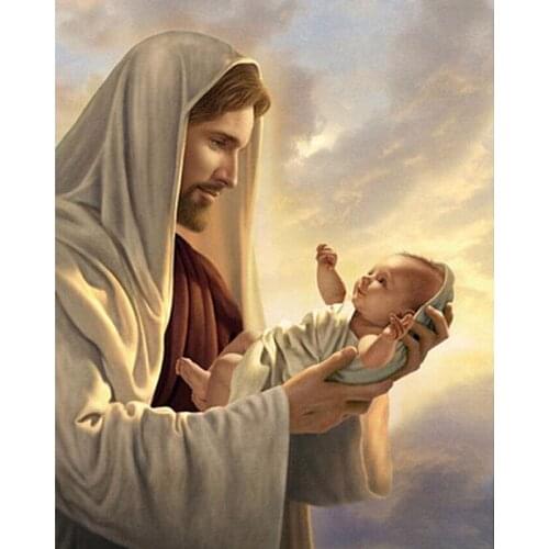 Diamond Painting Full Square Diamond Mosaic Jesus & Baby Diamond Embroidery Religious Picture Of Rhinestones Home Decoration