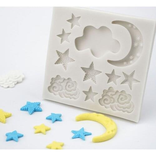 Aouke Star Moon Silicone Mold DIY Cake Baking Decoration Fudge Chocolate Mold Moon Cloud Cake Jewelry Silicone Mold