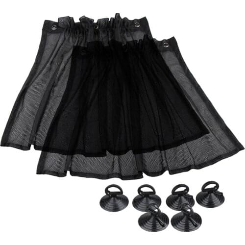 Car 2Pc/Set Interior Car Side Windshield Windows Sunshade Mesh Gauze Auto Curtain Window Foils With Sucker Breathable Black