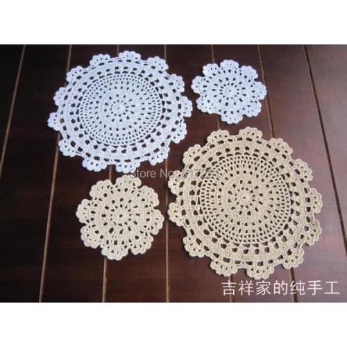 Free shipping French design beautiful 15-45cm round handmade table mat placemat coaster pad doily coffee cup mat