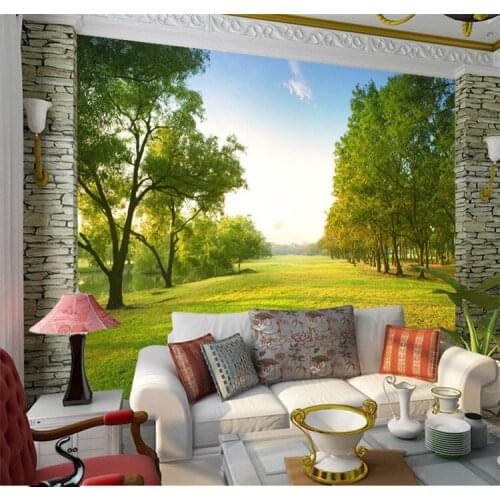 Rural forest grassland scenery large mural wallpaper sitting room sofa bedroom TV 3 d background wall paper