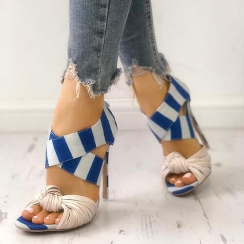 Sexy Sandals 2021 New Fashion Women High Heels Open Toe Bowknot Back Zipper 10cm Stiletto Heeled Shoes for Party Club Woman