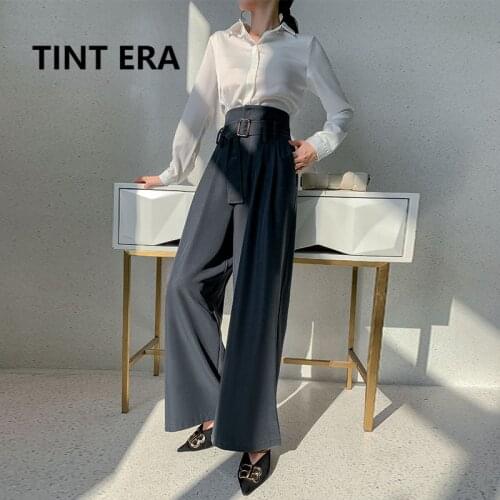 TINT ERA Pantalon Large Taille Haute Pour Femmes Automne Hiver Noir Décontracté Femme Ceinture Y2K Pants