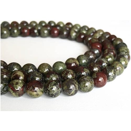 One strand 100% Natural Dragon Bloodstone Beads 4MM 6 MM 8MM 10MM 12MM Round Semi Gem stone Jewelry Beads 15.5"/Strand