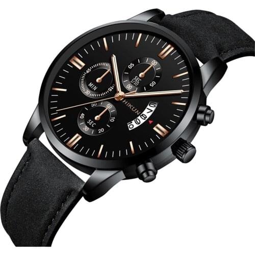 Fashion Mens Watches With Strap Stainless Steel Dial Mens Business Quartz watches male gift clock Birthday Gift Accessories