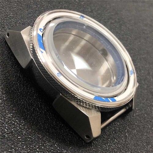 316L Stainless Steel Watch Case Dark Blue Decorative Inner Ring Sapphire Glass Watch Case for NH35/NH36 Watch Movement