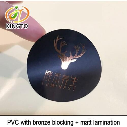 Black PVC with bronze blocking and matte lamination