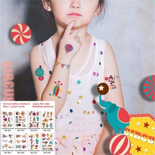 Baby Shower Waterproof Tattoo Stickers Circus Party Birthday Party Kids Gifts DIY Unicorn Party Mermaid Party Dinosaur Party-C