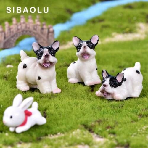 4pcs pug Puppy figurine cartoon Dog animal character fairy garden home miniature ornament desk decoration DIY accessory New 2020