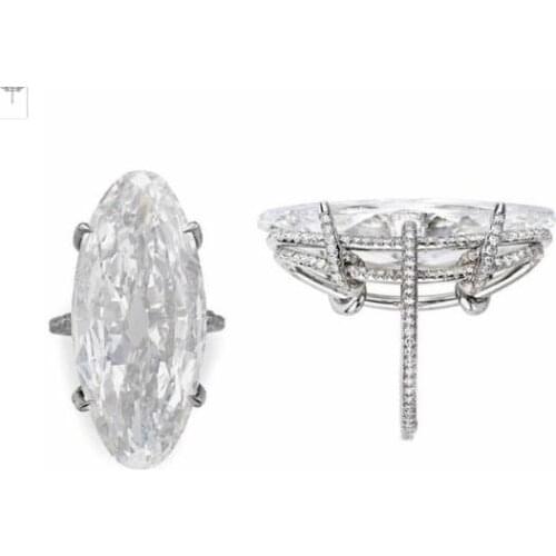 Stones Cut like a Marquise and Oval 4ct Moissanite Ring in 10K white gold $699 add $50