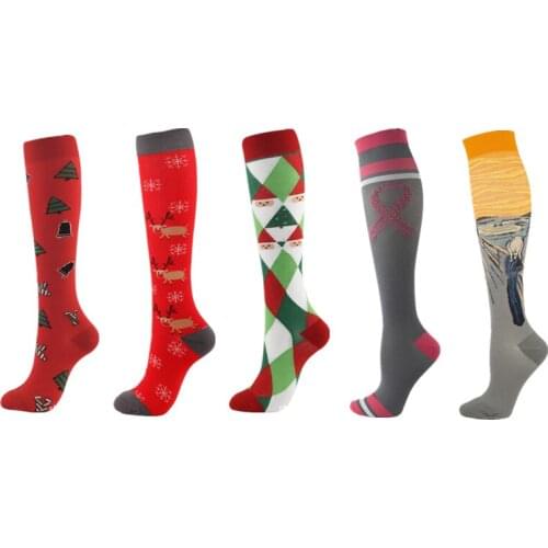 New Novelty Compression Socks Woman Cartoon Varicose Veins Diabetes Cycling Nylon Nursing Compression Socks Men Christmas Gifts