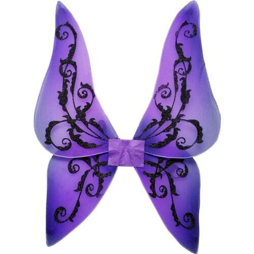 Halloween Costume Butterfly Wing Fabric Sequins For Kids Fillle-Purple