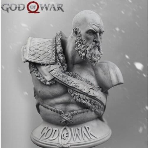 1/3 Scale Resin Bust height 27.6cm god of war 4 Greek war god Kratos Unpainted Figure Model Kit Free Shipping
