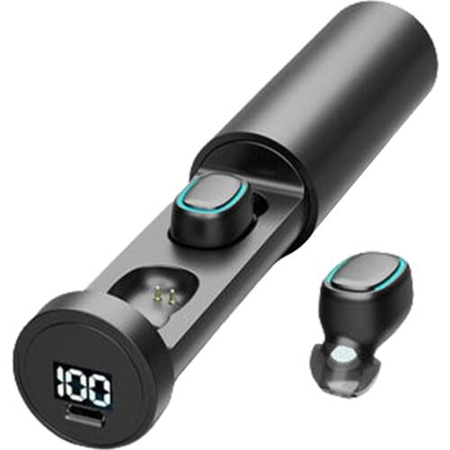 Mini TWS Bluetooth 5.0 Earbuds Wireless Sports LED Power DIsplay Fingerprint Touch Control Running Earphones Headset with Case