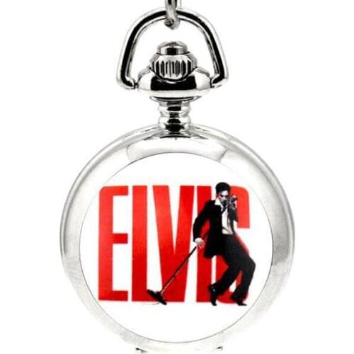 Fashion love Elvis Presley Pocket Watch Necklace woman watches girl lady child antibrittle the king of rock n roll silver PKU53