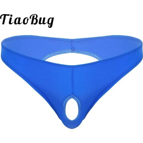 Mens Lingerie Underwear with Penis Hole Hollow Out Open Butt Erituc Sexy Briefs Party Low Waist Elastic Waistband Underpants