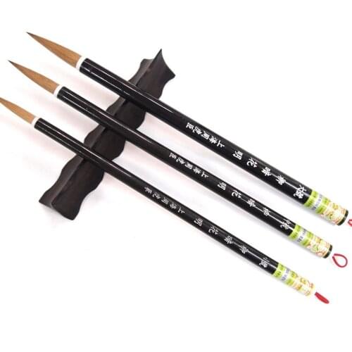 S M L Set Chinese Water Ink Calligraphy Regular Script Running Script Wolf Hair Brush Liuanhuaming