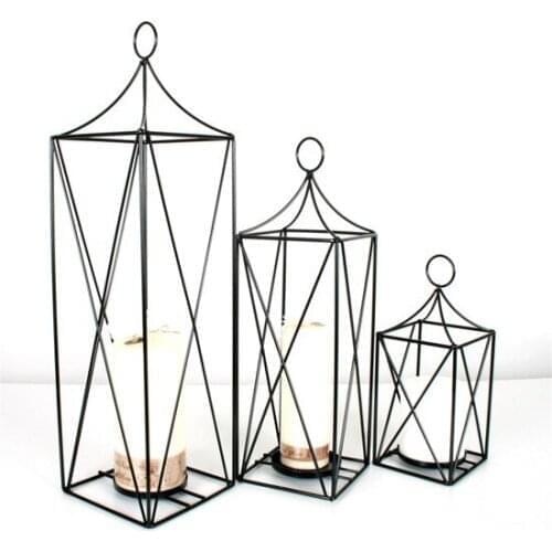Pcs set Wrought Iron Black Candle Holder Lantern decorative objects Декоративные элементы Objetos decorativos