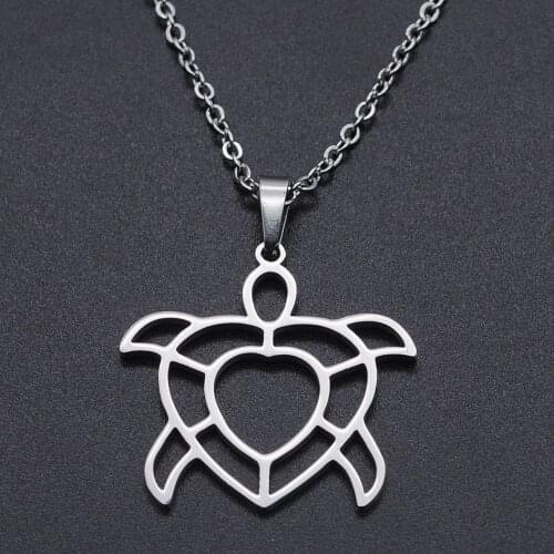 Turtle Stainless Steel Charm Necklace for Women Dainty Steel Necklaces Wholesale Fashion Jewelry Necklaces Accept OEM Order