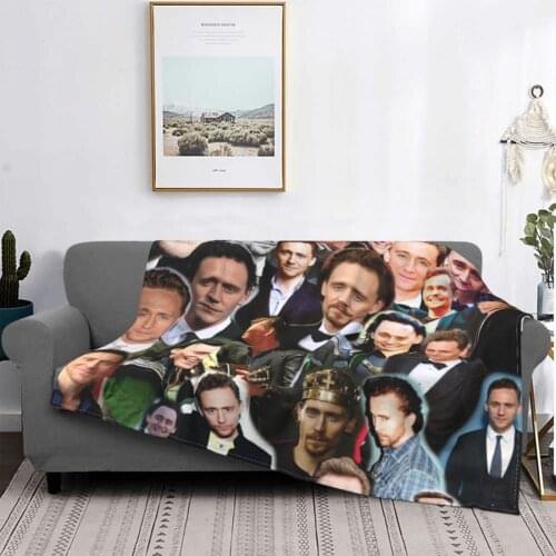 Tom Hiddleston Photo Collage Blankets Fleece Decoration Actor Multi-function Lightweight Thin Throw Blanket for Bed Outdoor