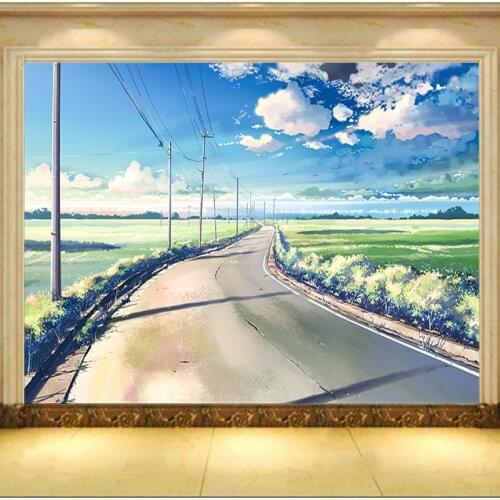 Custom 3D Waterproof Wallpaper Modern Anime Road Scenery Mural Wall Sticker Living Room TV Background Home Decorative Wall Cloth