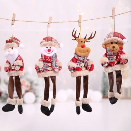 Festive Supplies Color Cloth Plaid Doll Christmas Trees Decorations Hanging Pendant Drop Ornaments 4PC/lot