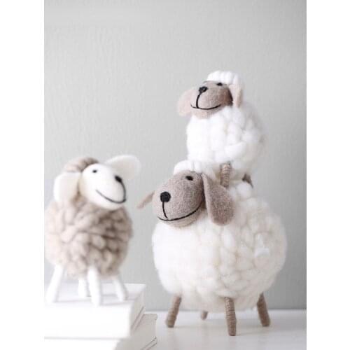 Simple Modern Home Decor Cute Plush Sheep Childlike Ornaments Living Room Desktop Kawaii Soft Decorations Warm Hand Made